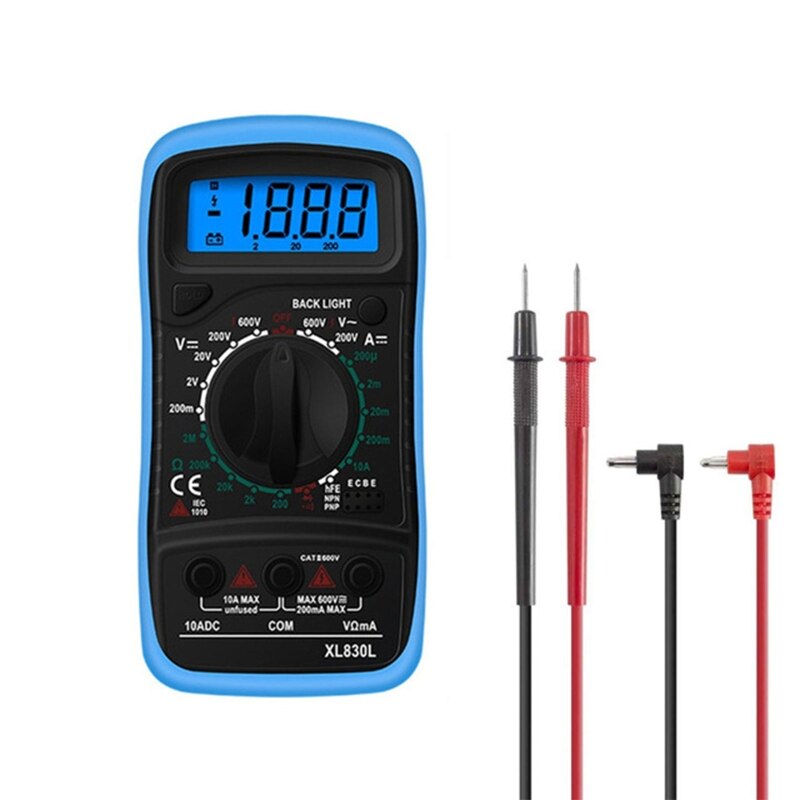 Portable Digital Multimeter Multi-Tester Backlight LCD Display Handheld Multimet: Blue