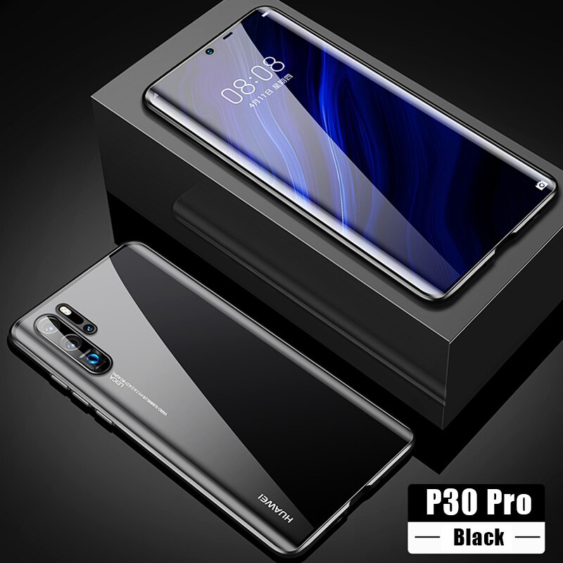 360 Magnetic Double Glass Case For Huawei P30 Pro Tempered Glass Cases On Huwei Huawey Huaweii P 30 Pro 30Pro P30Pro Coque Capa: P30 Pro / Black