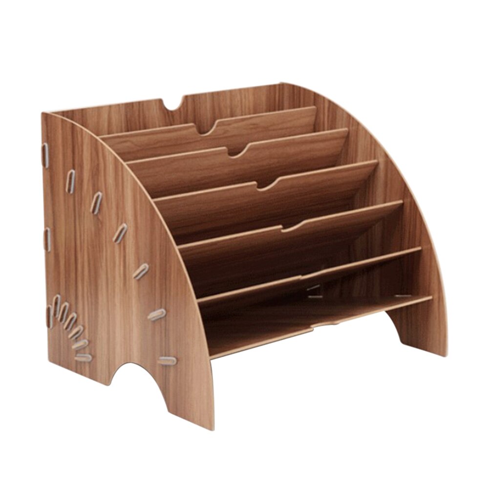 A4 Fan Shaped Wooden Desktop File Rack Home Office Supplies School Multifunction Bookshelf Living Room Desk Organizer Study