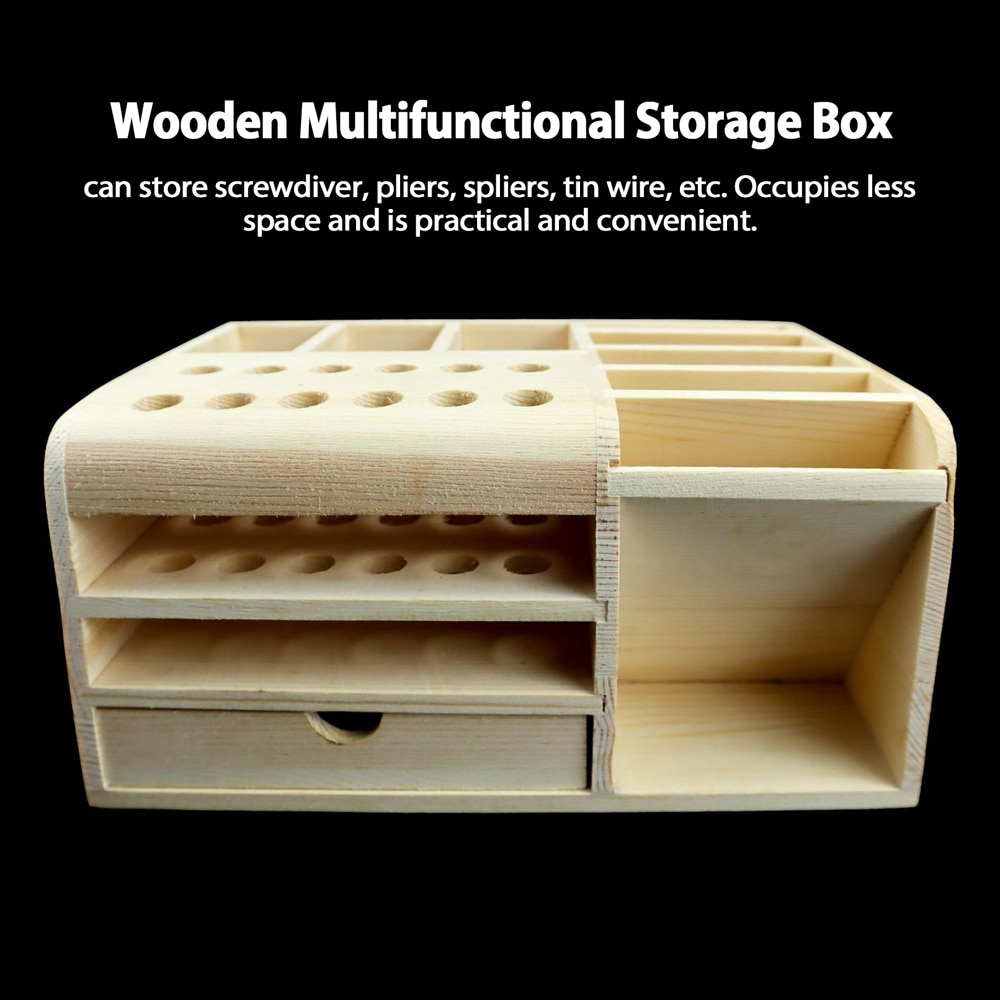 Wooden 60-Grid Mobile Phone & Motherboard Storage Box – Multifunctional Repair Organizer