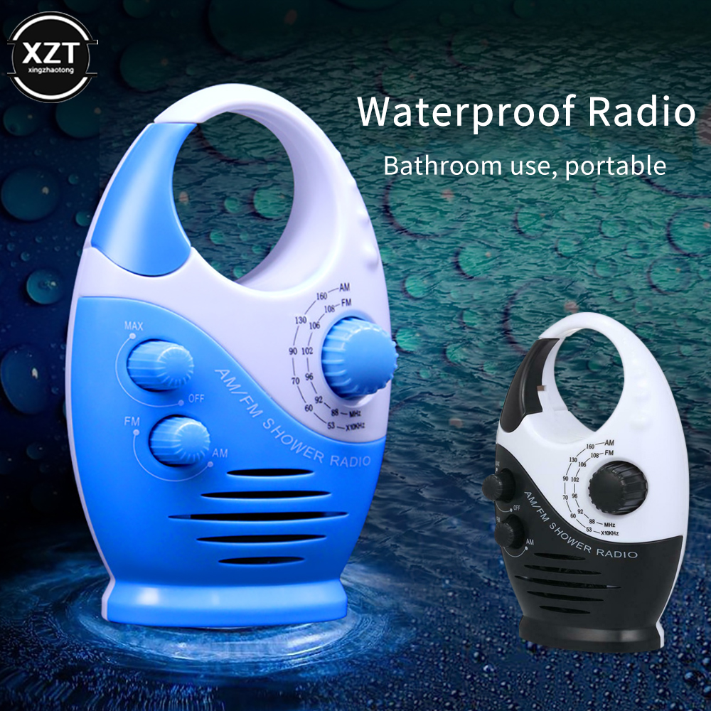 Radio FM AM portátil impermeable para ducha, Radio colgante de música para baño, cabina de baño, altavoces potentes de alta fidelidad, operados por Radio