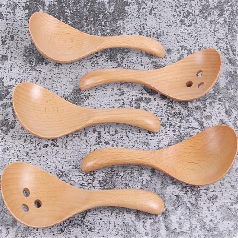 Natural Wooden Spoon Kitchen Cooking Utensil Tool Soup Porridge Teaspoon Tableware For Serving Soup Tools
