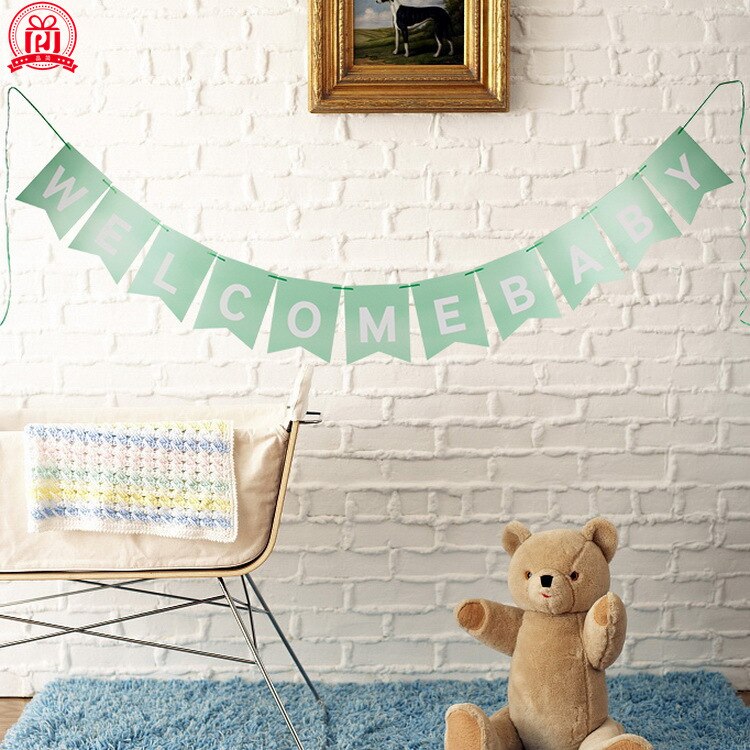 Guirlande de fête avec lettres de bienvenue pour bébé, décoration de réception pour bébé, queue de voilier en papier, bannière bronzante, fournitures de mise en page de fond