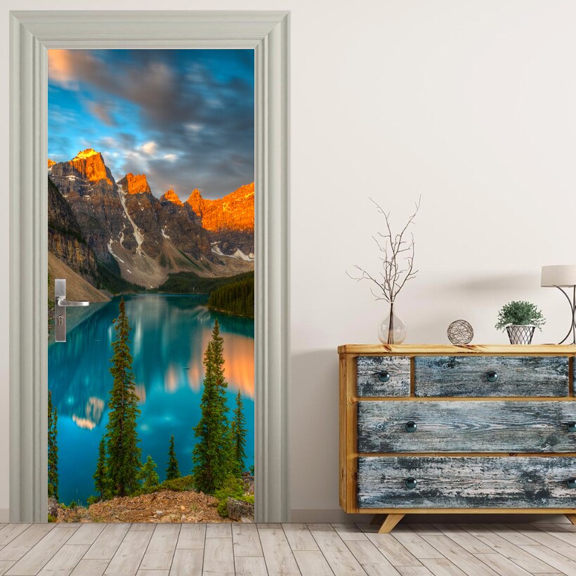 Decals Mural 3D Step Door Sticker Nature Mountain Diy Selfadhesive Waterproof Paper Poster for Print Art Picture Home Decoration: YXCV218907 / 77x200cm