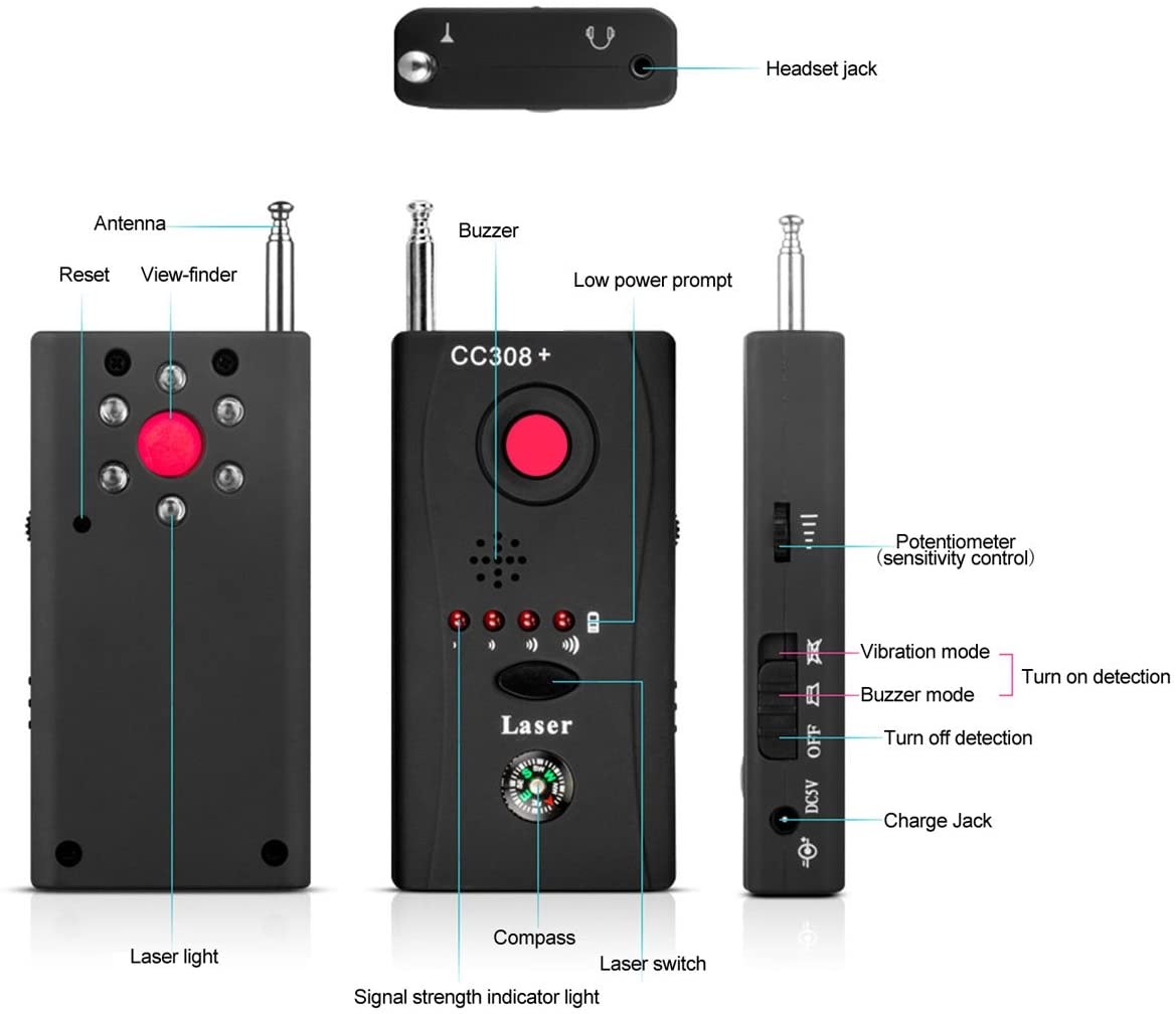 CC308+ Multi-Detector Automatic Detection Full-Range All-Round Detector For / IP Lens/ GMS BUG / RF Signal Detector Finder