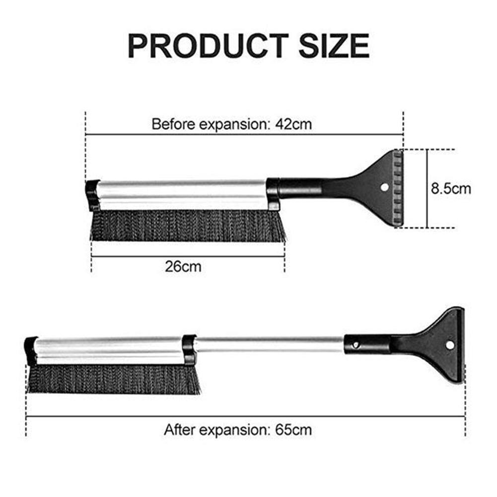 Winter Car Shovel 2-in-1 Car Windshield Roof Ice Scraper Extendable Glass Brush Remover Brush Auto Cleaning Tools