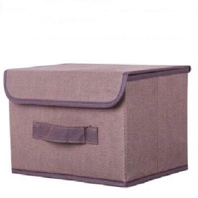 Storage Box Foldable Linen Cloth Collapsible Storage Cube Bin Storage Cube Box Fabric Storage Box Organizer Storage Bins: small size / Coffee