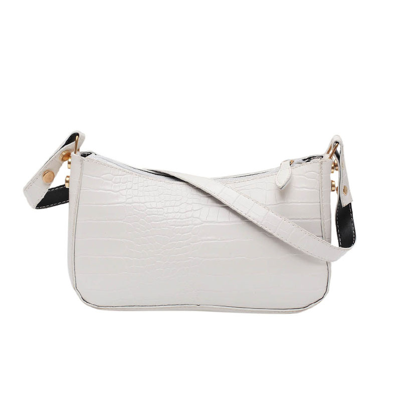 Krokodille mønster baguette tasker pu læder skuldertasker til kvinder luksus håndtaske kvindelig rejse: Hvid