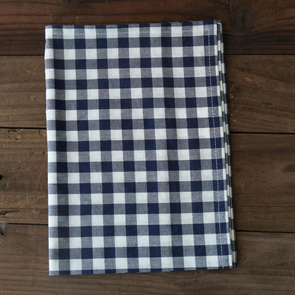 Cotton Table Napkin Plaid Cloth Napkins Striped Checkered Tea Towel Kitchen Dinner Restaurant Food Photography Prop: Blue Small Plaid
