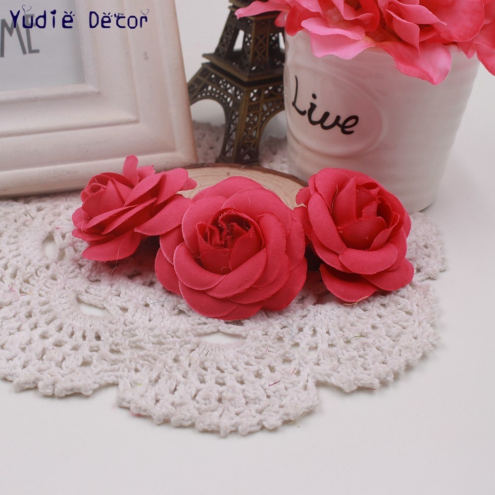 10 Stks 5 cm Zachte Zijde Mooie Rose Voor Bruiloft Thuis Kerst Decoratie Kunstmatige Fowers Craft DIY Hoeden Kleding Accessoires: Rose Red