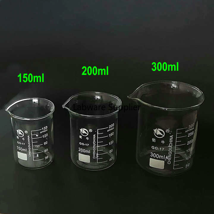 3 unids/set 150/200/300ml vaso de cristal para pruebas de laboratorio, vaso medidor cristalería volumétrica para experimentos de laboratorio