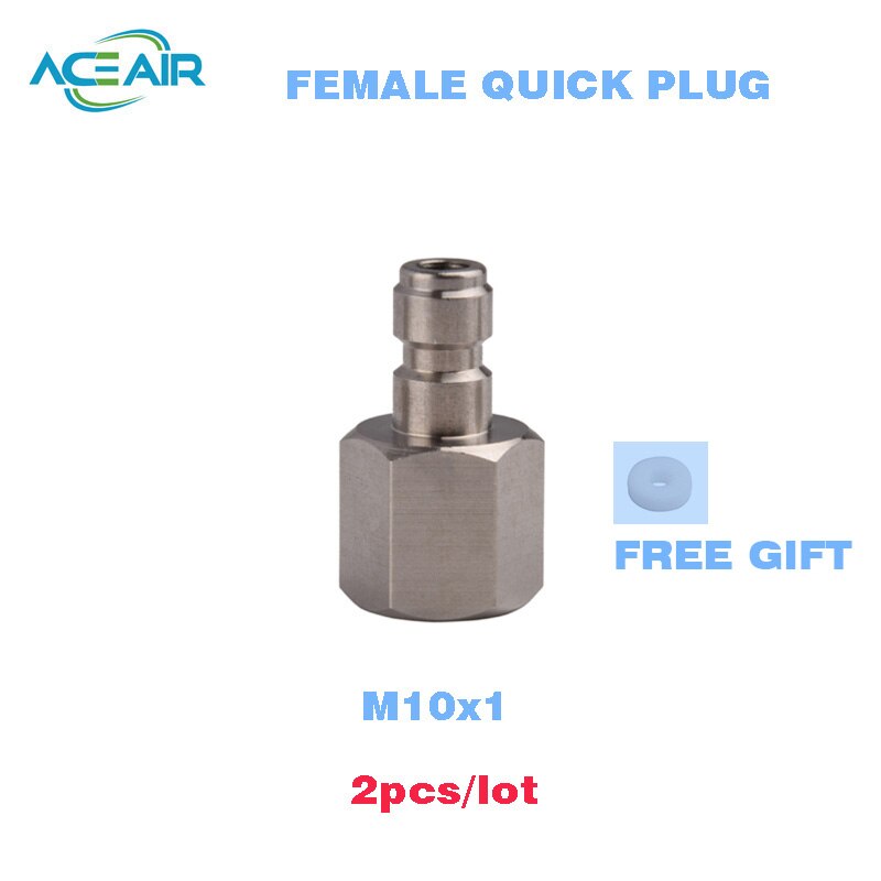 Hogedruk snelkoppelingen vrouwelijke plug roestvrij staal 4500 psi  m10 1/8 npt 1/8 bspp 2 stuks/lot: Vrouwelijk  m10 2 stuks