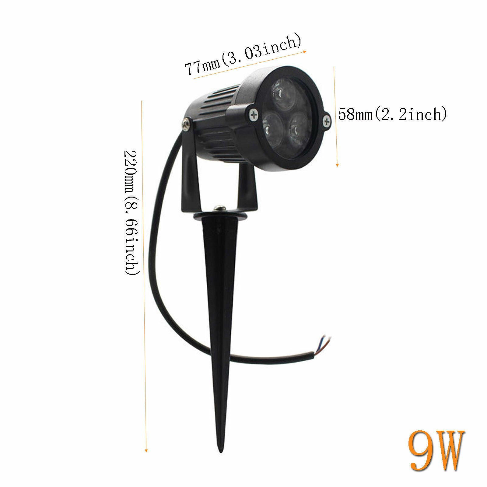Projecteur LED Imperméable Conforme à la Norme IP65, Lumière Verte, Bleue, Rouge, Blanche et Chaude, Idéal pour un Jardin, une Cour, un Sentier ou un Paysage, 15/12/9W