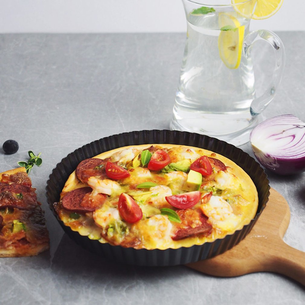 9 Inch Pizza Non-Stick Coated Baking Tray Carbon Steel Non-Stick Coating High Temperature Resistance Oven Chips