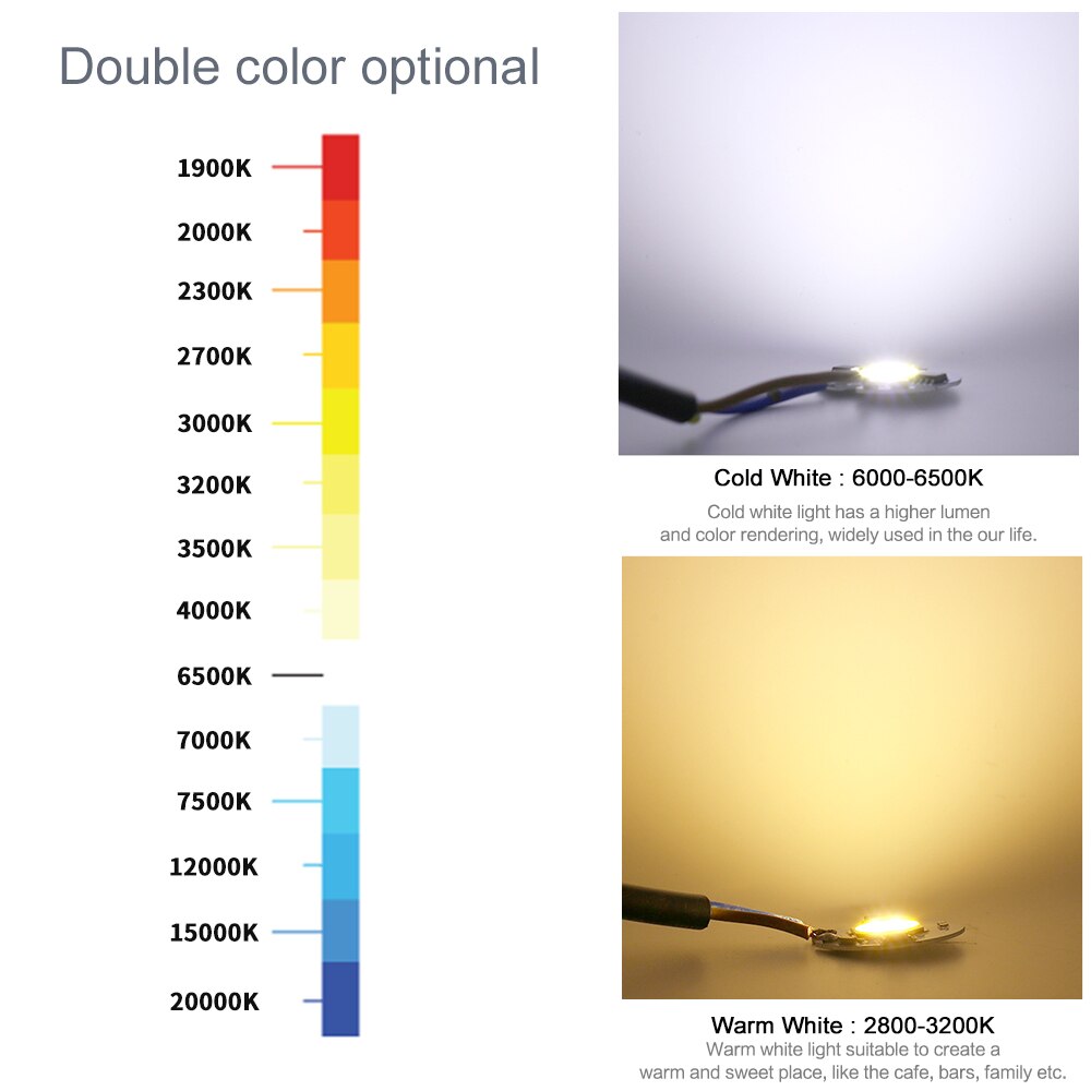 5 stk cob led lampe chips  ac 220v 3-9w led pære lampe smart ic driver pærer lys diy spotlight downlight chips utendørs flomlys