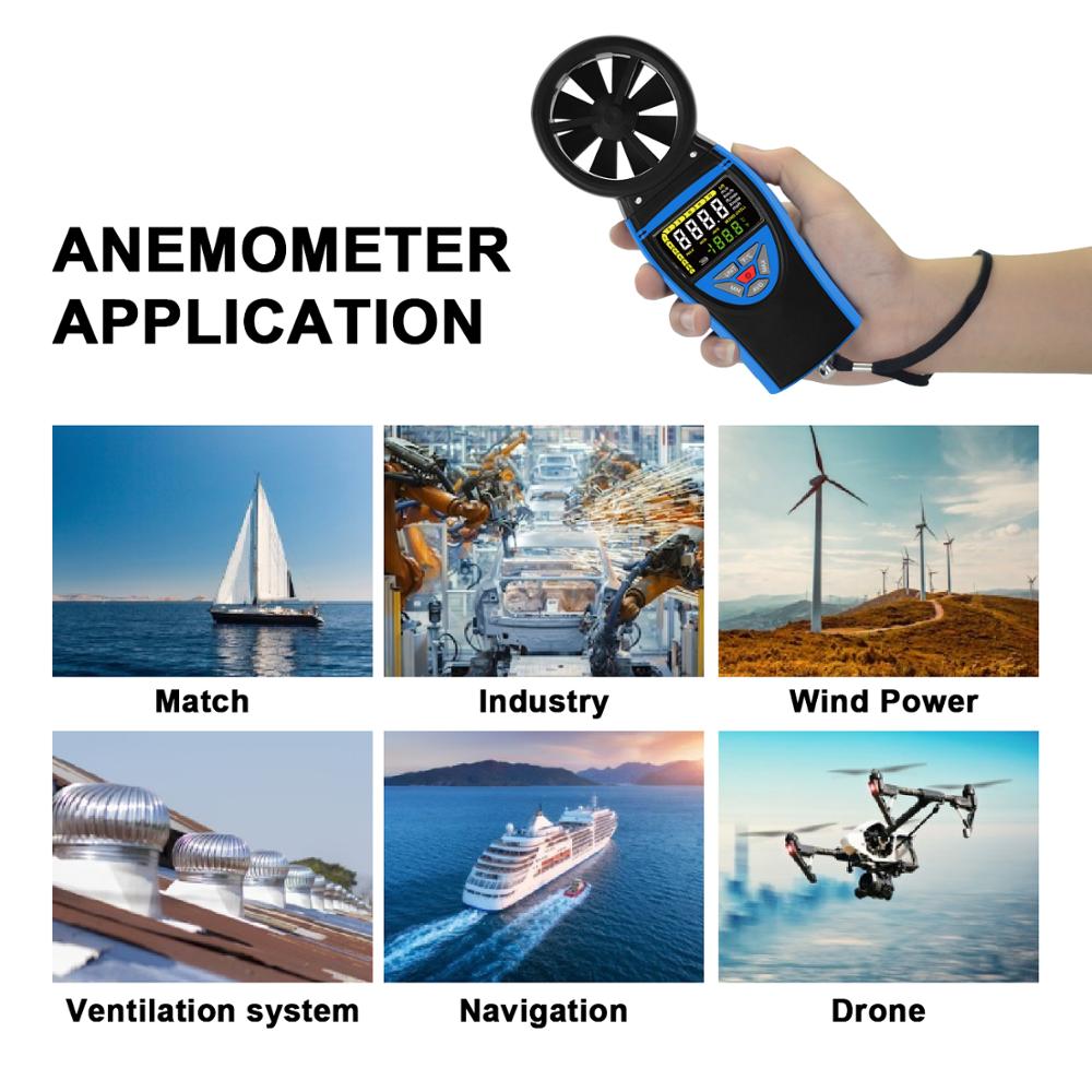 Holdpeak HP-8805 Digital Anemometer Wind Speed Meter for Measuring Wind Speed, Temperature Color Screen Display High Class