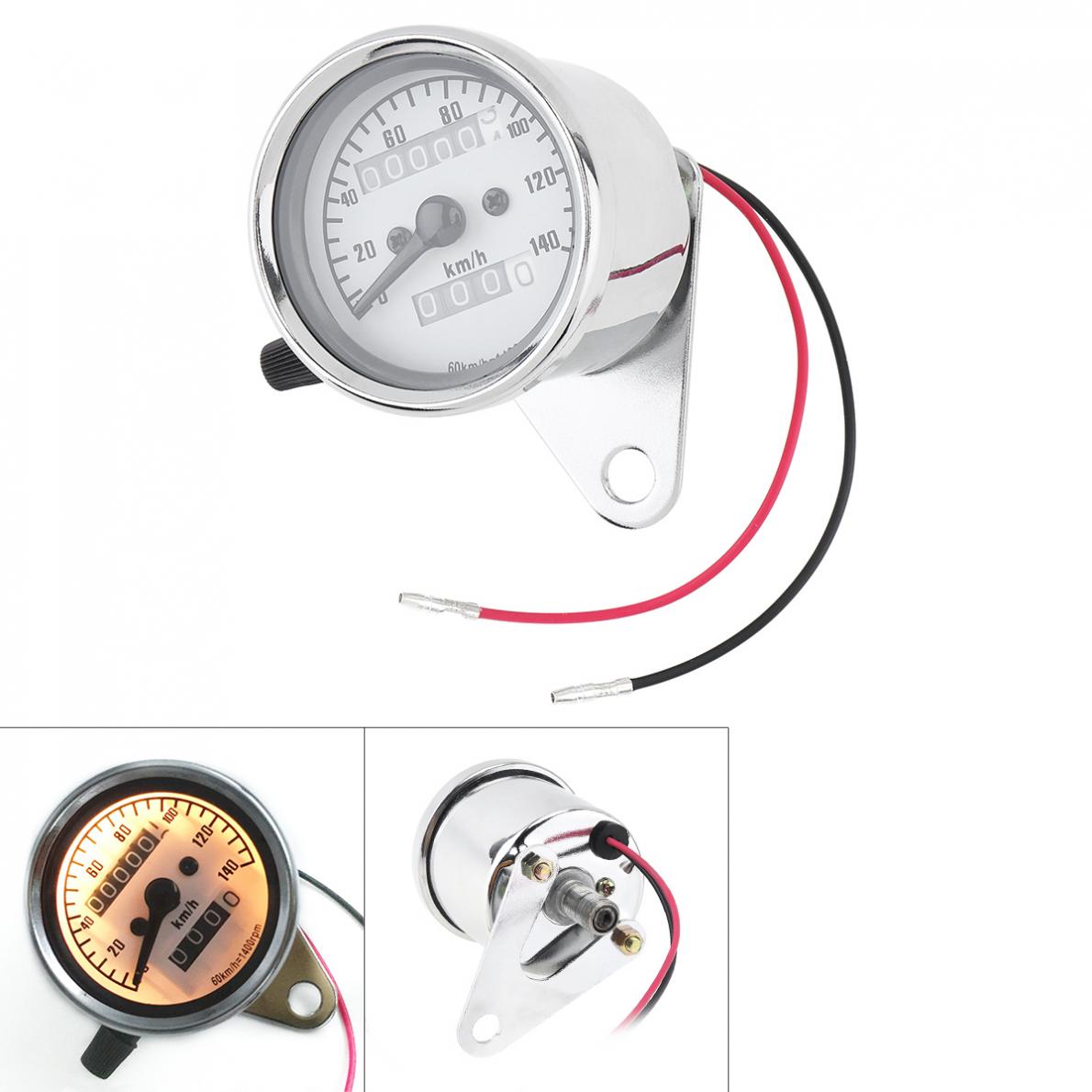 Universal Motorcycle Odometer 12V with Metal Case Yellow Light Retro Double Mileage Motorbike Odometer