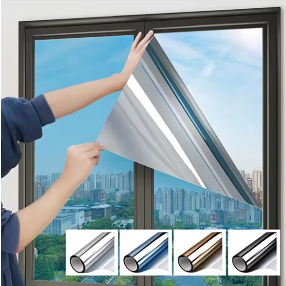 Einweg-Spiegel-Fensterfolien-Aufkleber, Heimisolierung, Glasfolie, Fenster, Balkon, Sichtschutz, Sonnenschutz, UV-Schutz