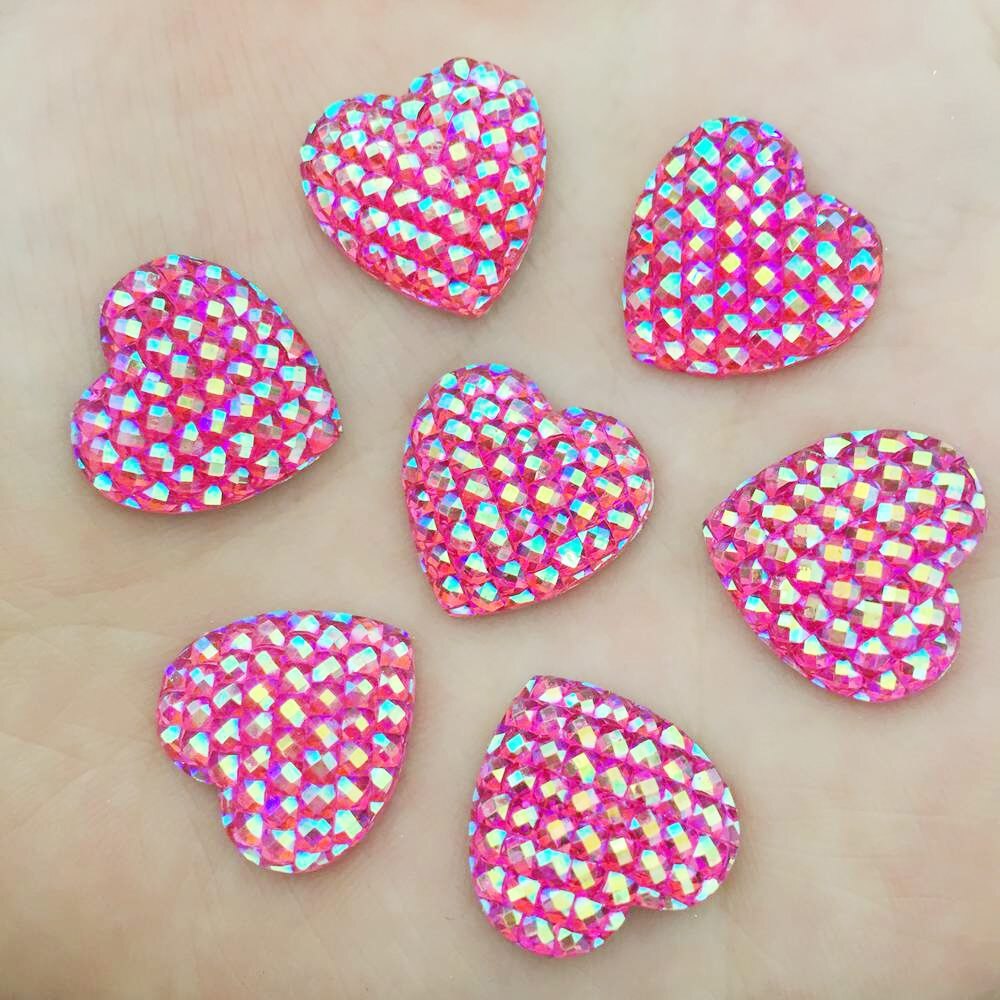 40Pcs Ab Hars 16Mm Hart Plaksteen Rhinestone Ornamenten Diy Wedding Applicaties Knoppen SD26 * 2: Rose red