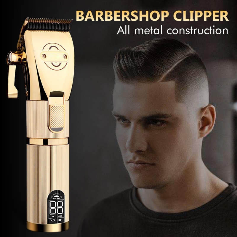Guldmetal barbershop cutter hårskæremaskine haircut trådløs hårklipper hårtrimmer 100-240v cut elektrisk genopladelig