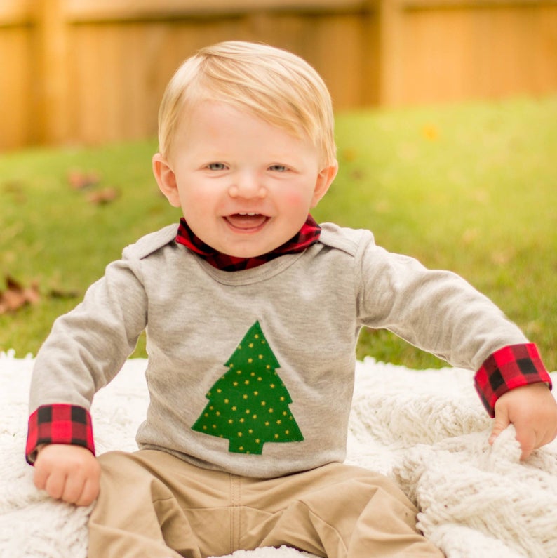 Weihnachten Weihnachten Baby Gentleman Gesamt Jungen Lässig Weihnachten Baum Santa Druck Revers Langarm Strampler