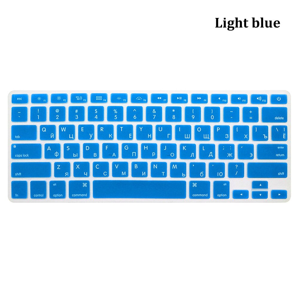 Silikoni pehmeä näppäimistön kansi suoja sateenkaari värikäs iho pölytiivis apple macbook air pro retina 13 " 15 " 17 ": Vaaleansininen