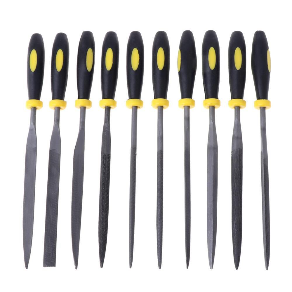 Set van 10 naaldvijlen voor juweliers, houtsnijwerk, metaal, glas en steen, 3 maten: 160mm