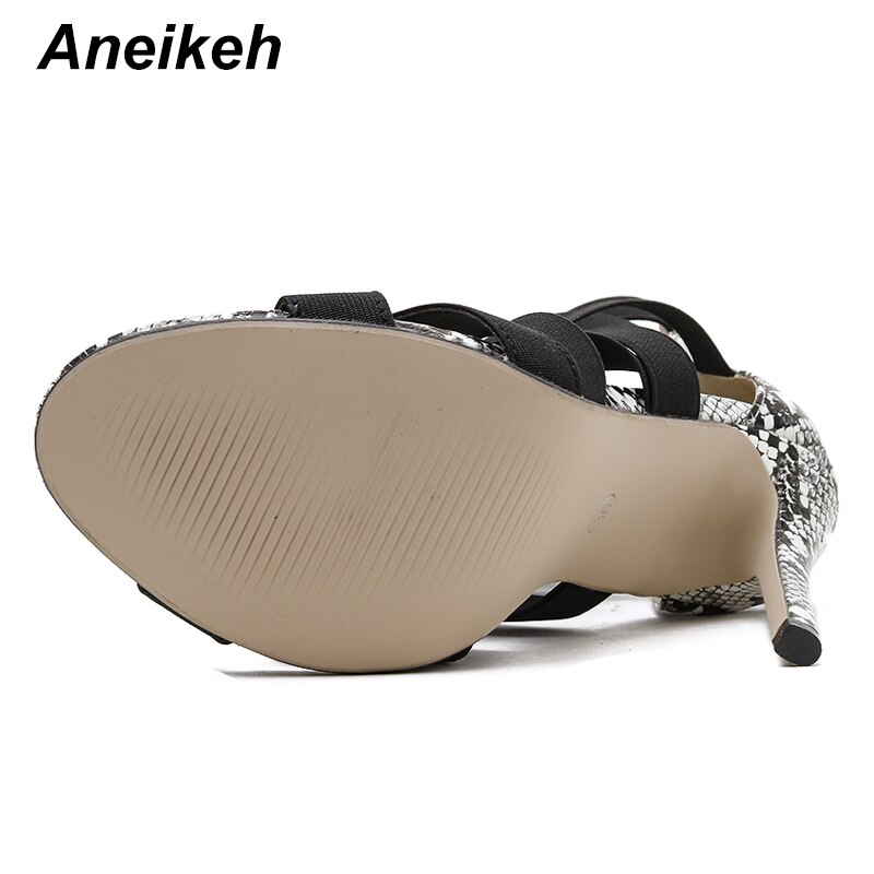 Aneikeh été femmes chaussures sandales croisées Stretch tissu Rome fermeture éclair talons minces bride à la cheville fête bout rond 35 ~ 40