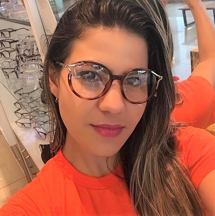 45103 Lady Ronde Cat Eye Brilmonturen Vrouwen Metalen Holle Metalen Optische Mode Brillen