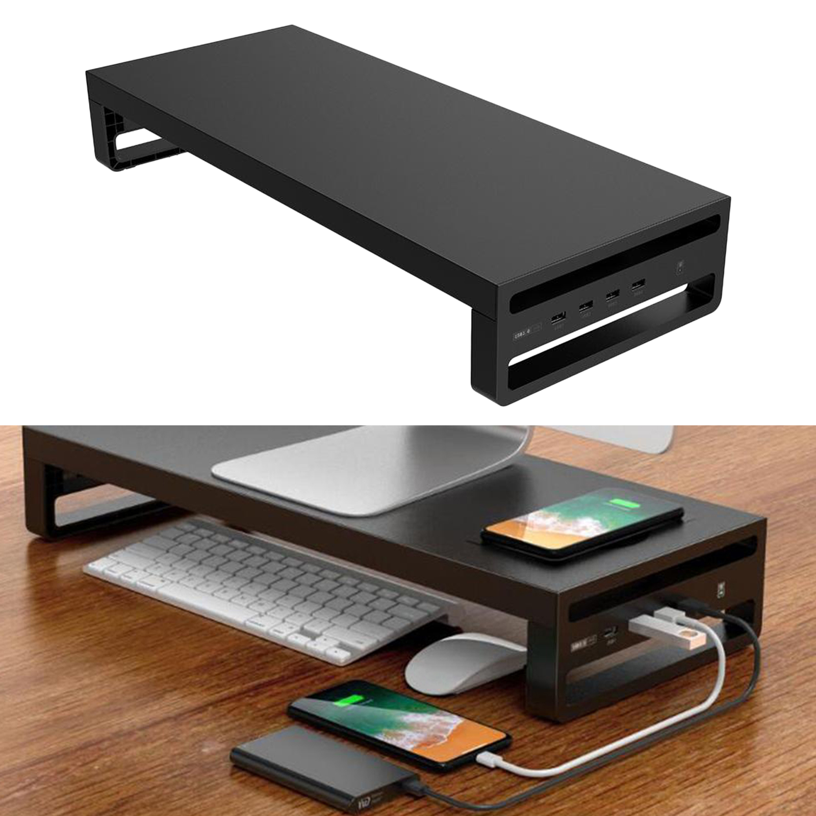 Aluminum Laptop PC Monitor Desk Stand Riser Support Office Table Organizer