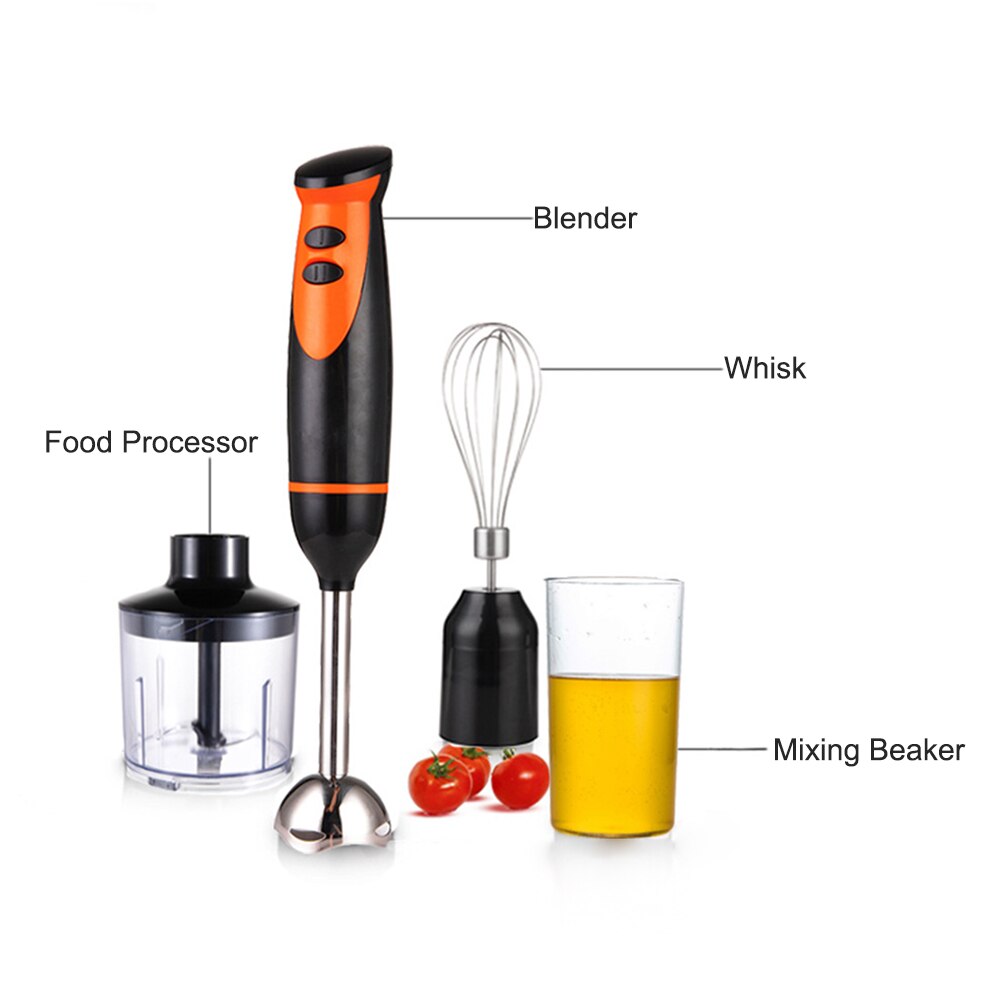 Hand Blender 4-in-1 Hand Stick Blender Stainless Steel 500ml Mixing Beaker 330ml Food Processor Whisk Attachment Smoothies