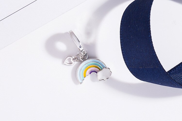 Authentieke 925 Sterling Zilveren Regenboog Van Liefde Opknoping Charm Fit Originele Armbanden Voor Vrouwen Diy Sieraden S925 Kraal