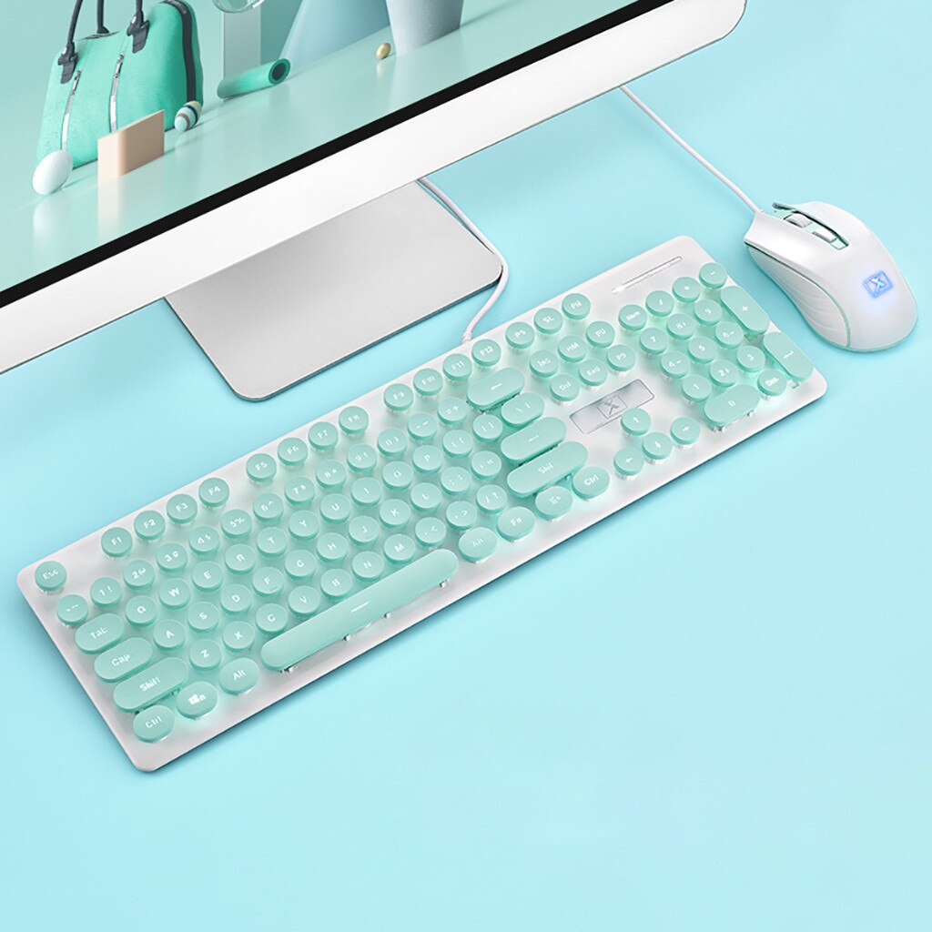 Keyboard And Mouse Set Round Key Cap 1600PDI Ergonomic Optical Wired Gamingset Mouse gamer For Laptop Computer PC Gamer 20j4