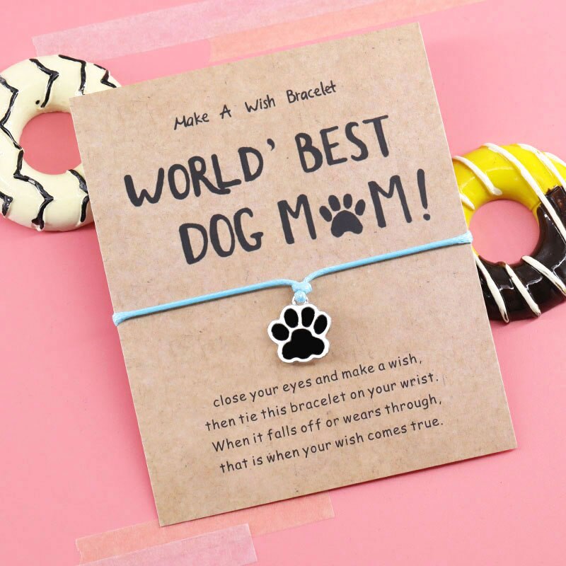 World's Best Dog Mum Bracelet Dog Cat Paw Charm Red Rope Thread String Bracelet Dog Jewelry for Dog Mum Dog Lover: Sky Blue