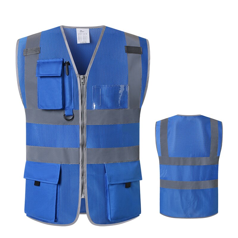 Blue Mesh Safety Vest High Visibility Safety Vest Security Vest With Highlight Reflective Stripes hi vis Workwear Waistcoat