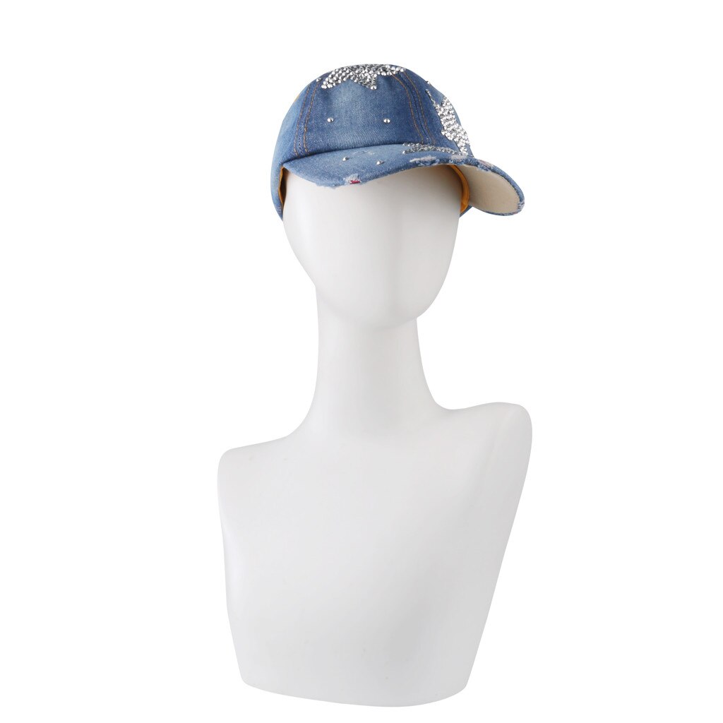 D moda donna uomo stelle Denim strass berretto da Baseball Snapback Hip Hop cappello piatto leggero regolabile spedizione veloce