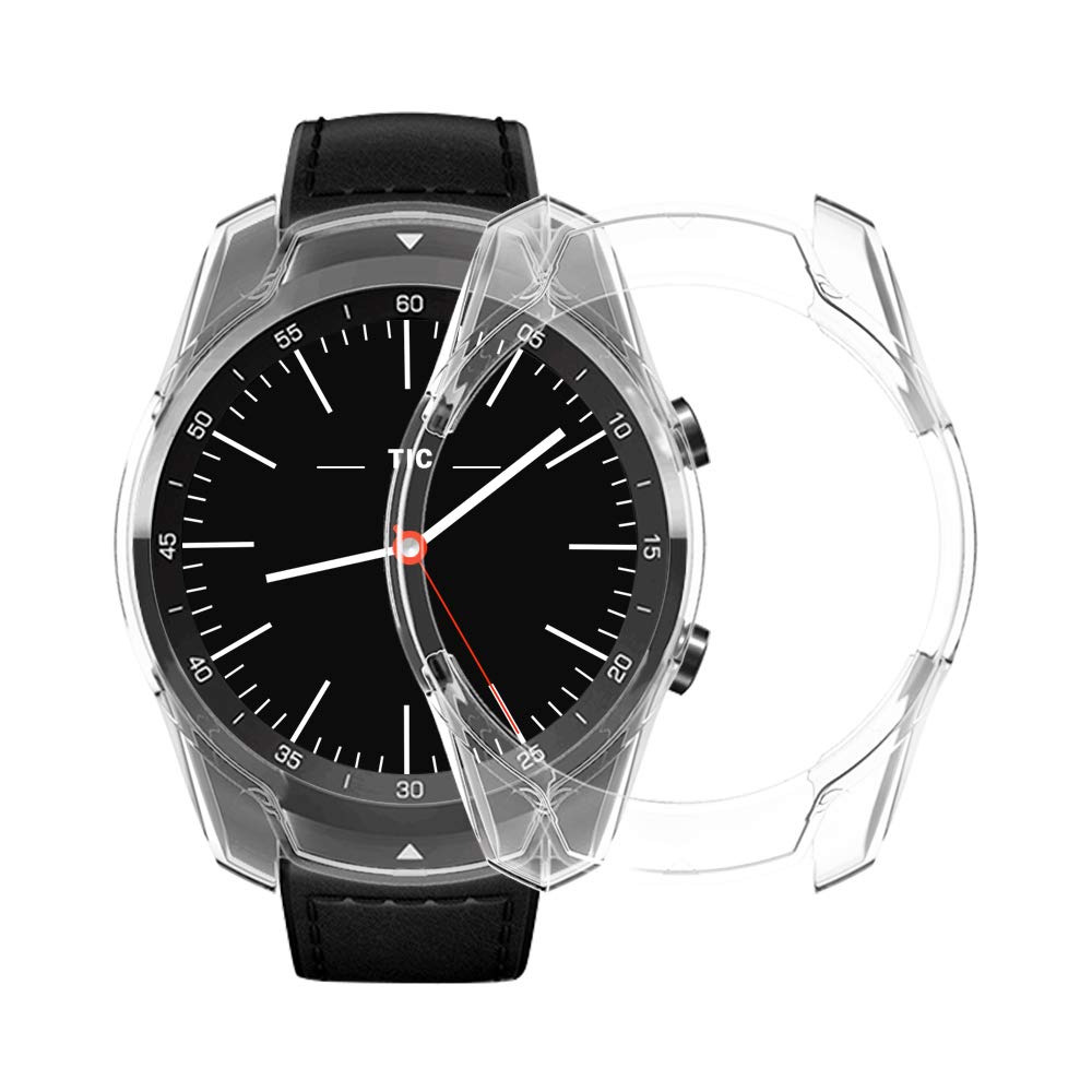 Blødt silikone etui til ticwatch pro smart watch beskyttelses etuier kofanger til tic watch pro watch cover slim plating tpu shell: Gennemsigtig