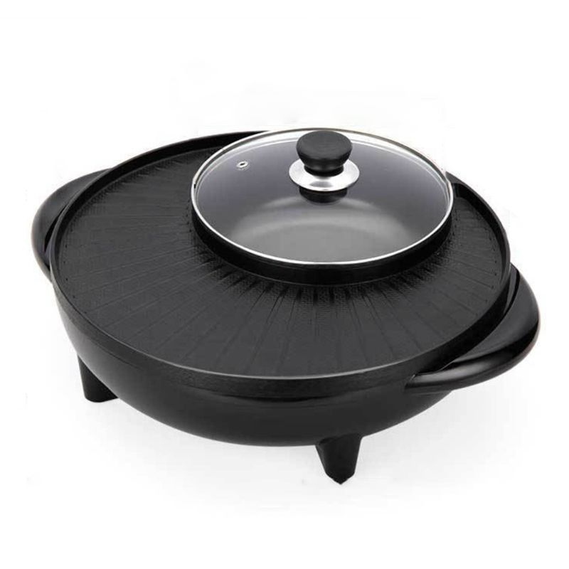 2 in 1 Barbecue Pot Electric 1700W 220V Multi-Function Home Party Grill Pan