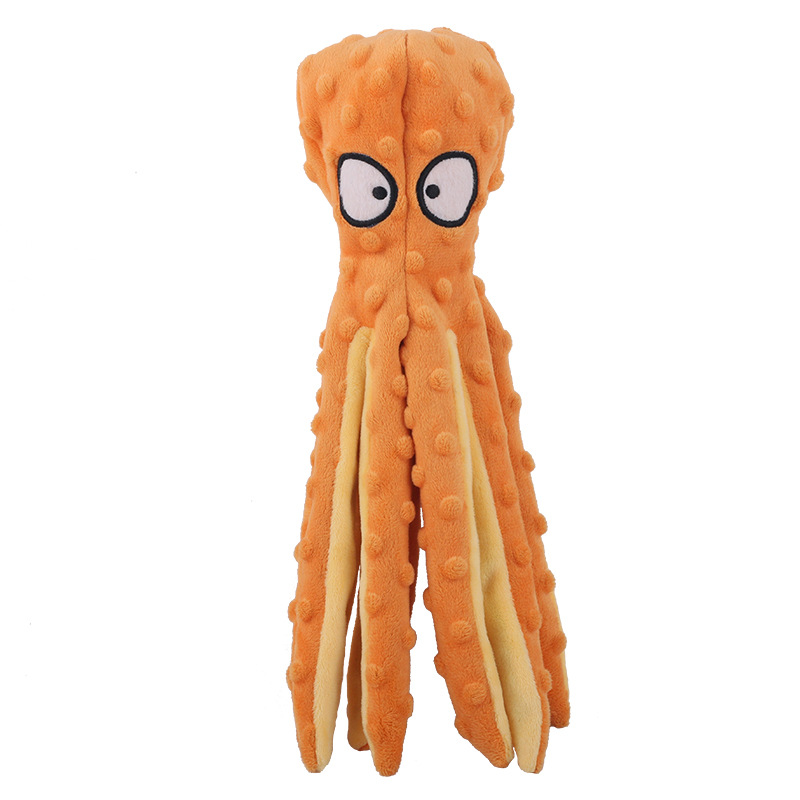 Animal de estimação brinquedo de pelúcia cão voz polvo escudo quebra-cabeça brinquedo mordida resistente brinquedos interativos limpeza dos dentes do cão mastigar brinquedo filhote de cachorro suprimentos para cães: Laranja