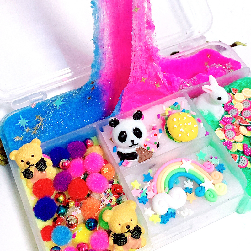 Colorful Miscelazione Nube Neve Melma Squishy Anti-stress Bambini Fanghi Arcobaleno di Cotone Giocattolo Per Il Regalo Plastilina Coniglio Panda Slime giocattolo