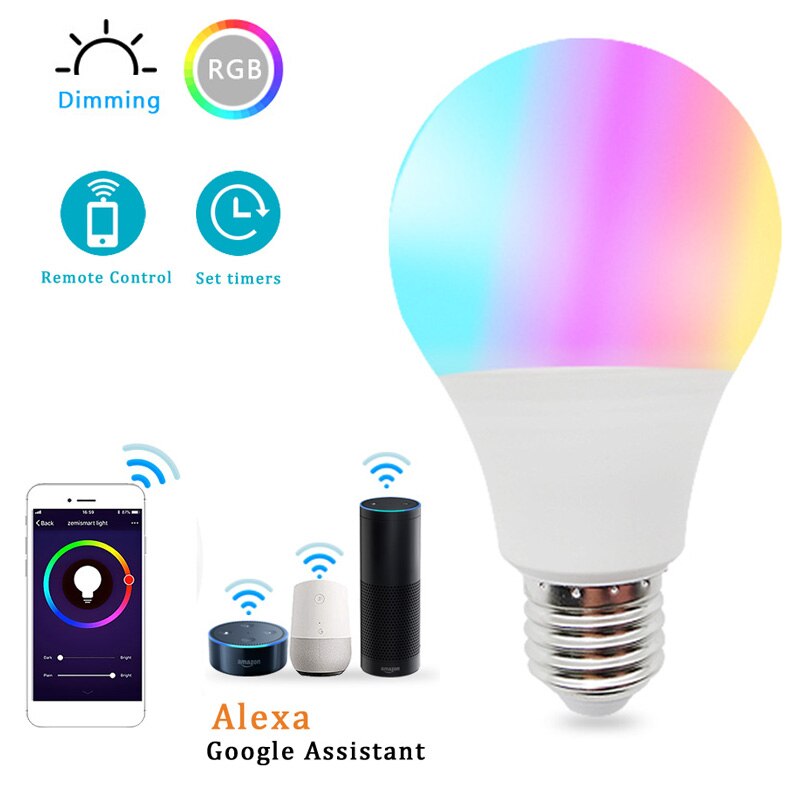 Draadloze Bluetooth Smart Led Lamp Home Verlichting Lamp 10W E27 Magic Rgb + W Led Kleur Veranderen Gloeilamp dimbare Ios/Alexa/Google