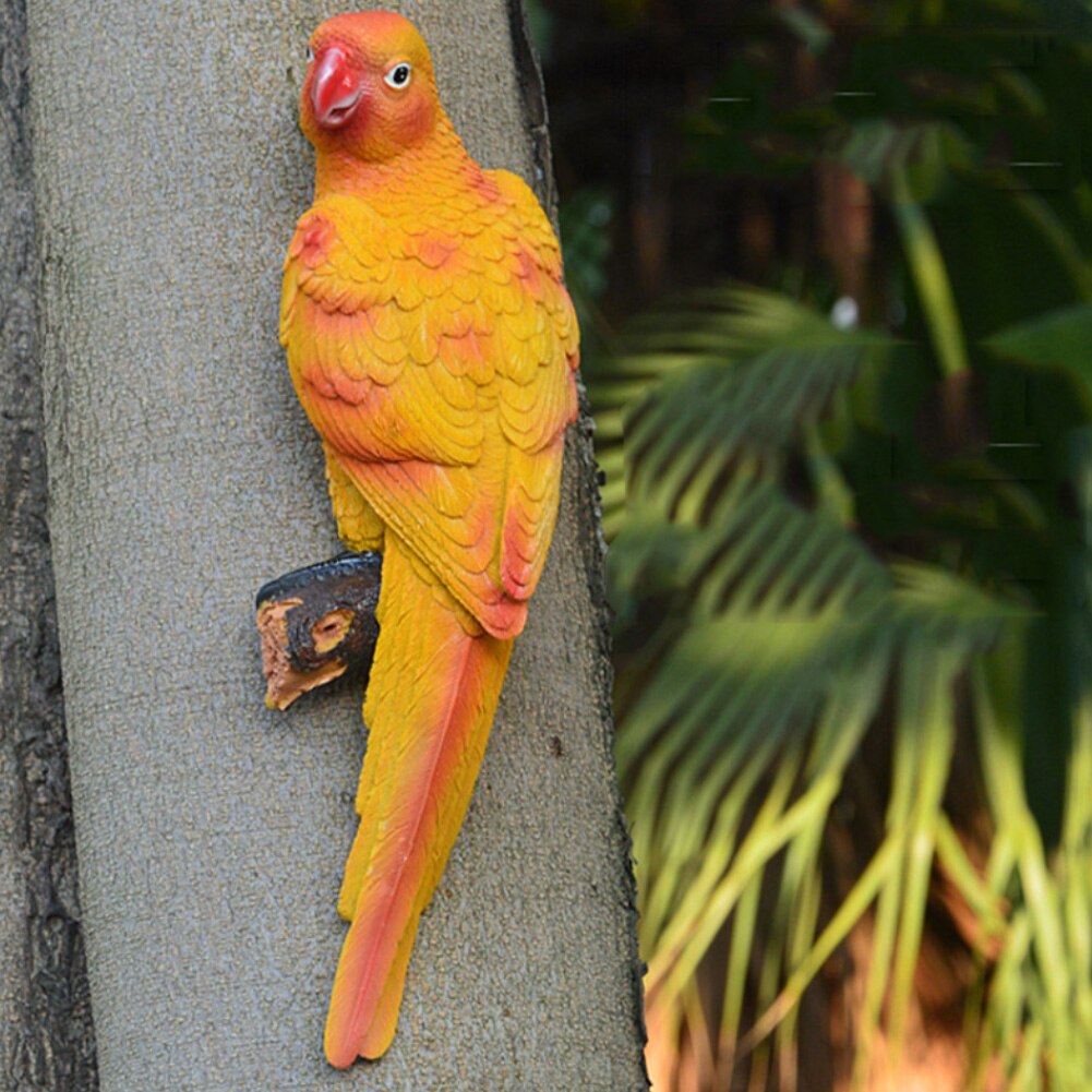 Resin Artificial Bird Large Bird Statue Ornament Simulation Parrot Bird Sculpture Resin Craft Wall Hanging Garden Decoration