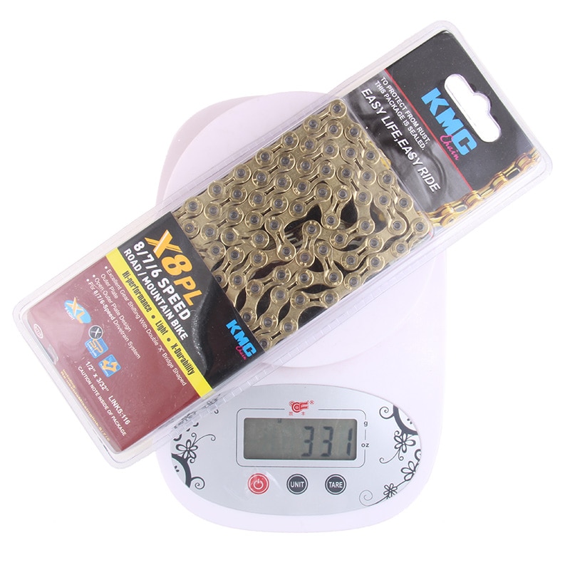 Cadena de bicicleta Original KMC X8 X8pl, 8 velocidades, 116 eslabones, ultraligera, 8V, para MTB, 8 s