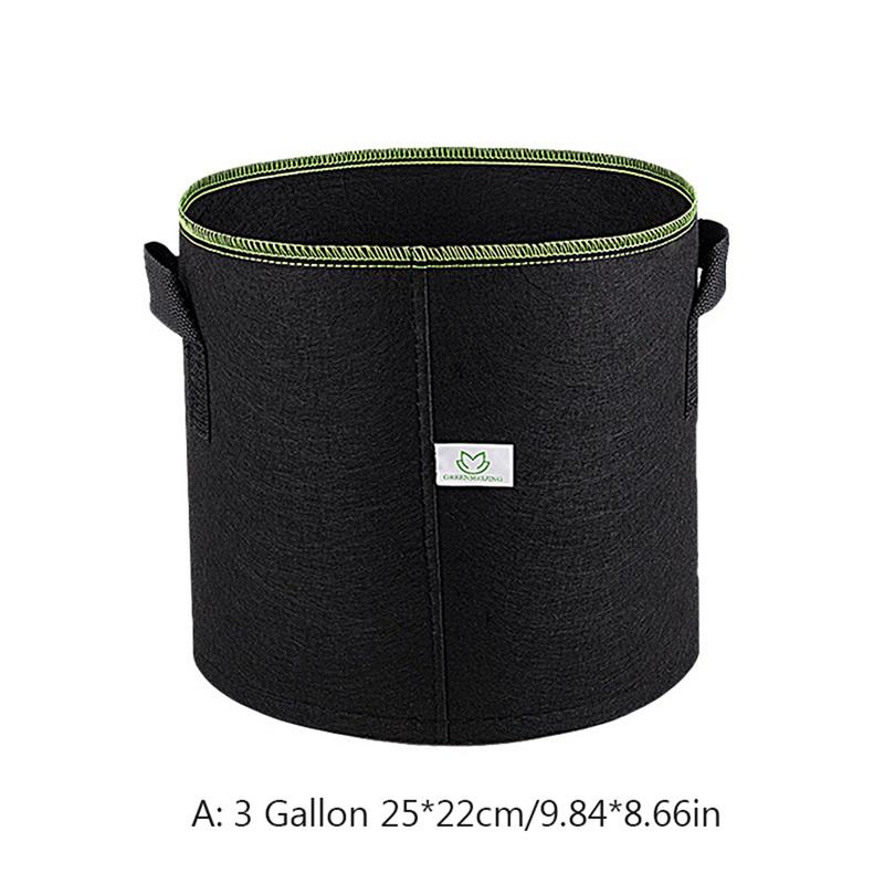 3/5/7/10/15 gallon svart förtjockande tyg kruka växtpåse rotbehållare med handtag smarta krukor idealiska för växter som växer: 3 liter