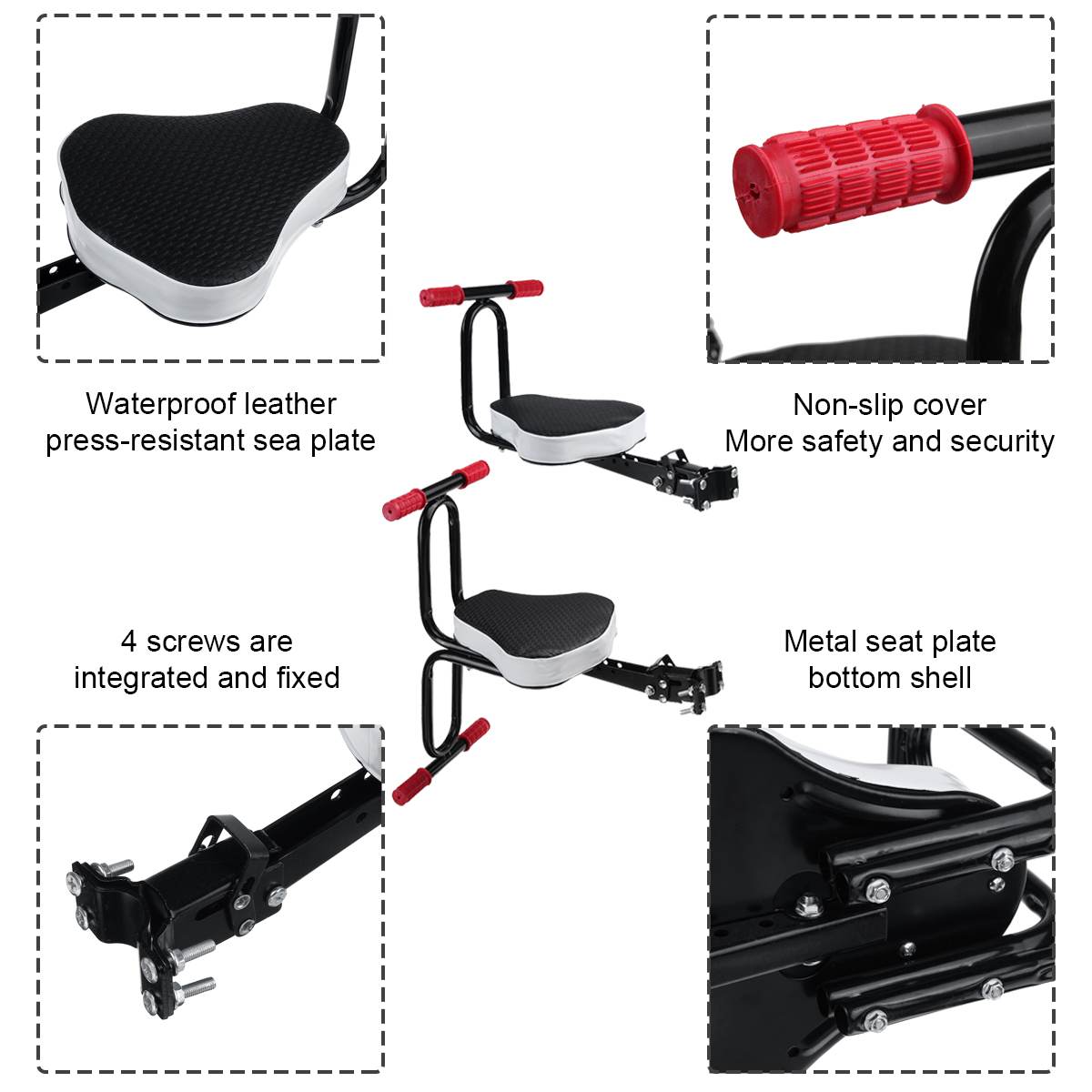Siège enfant selle de vélo avant Portable pliable enfants chaise de sécurité siège avec main courante pour vélo pour 2 à 6 enfants pliable