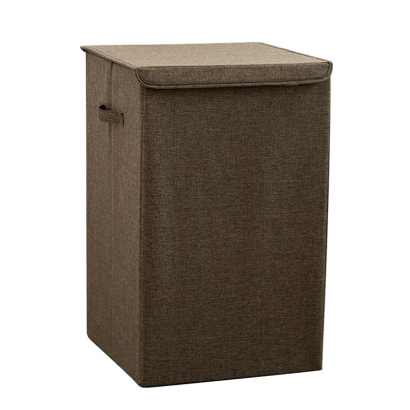 Cotton Laundry Basket with Cover Bathroom Laundry Basket Large Kitchen Storage Basket Home Collapsible Waterproof: L / coffee