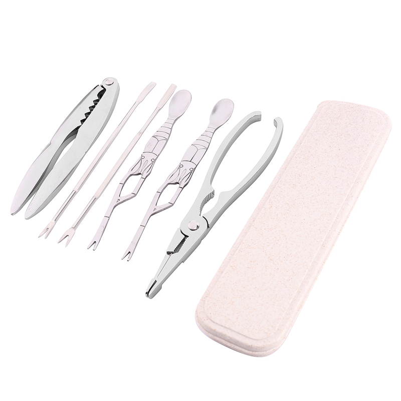 6Pcs Portable Home Eating Crabs Seafood Tool Kitchen Auxiliary Tools Eco-Friendly Clips Forks With Storage Box