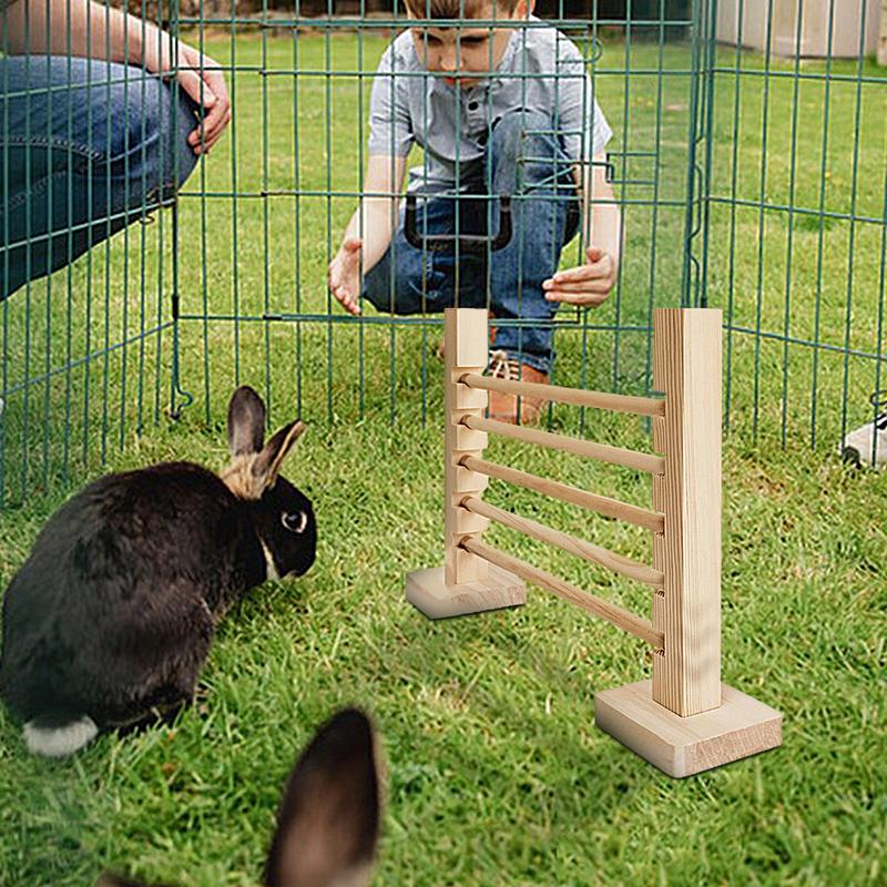 Rabbit Exercise Obstacle Natural Wood Jump Bar Obstacle Game For Rabbit Activity Toys Set For Playful Training Height Adjustable