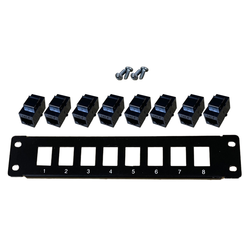 8 porte etero CAT6 Patch Panel RJ45 cavo di rete adattatore Keystone Jack Ethernet telaio di distribuzione UTP 19in D5QC