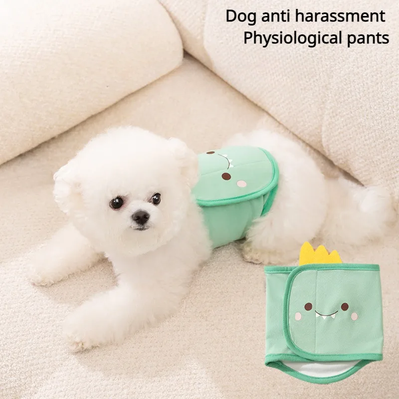 Dessin animé animaux réutilisables chien de compagnie mâle chien pantalon physiologique réglable sous-vêtements sanitaires bande ventrale coton couche-culotte chiot